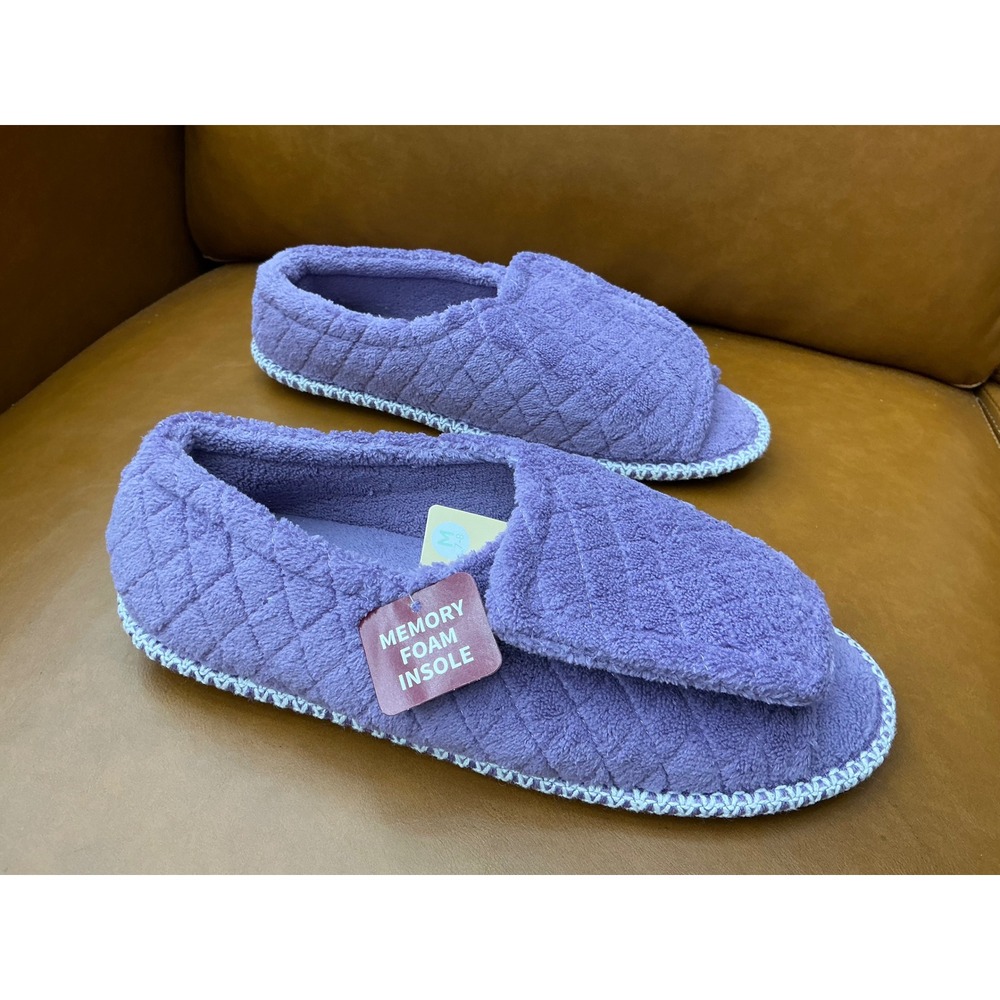 Muk Luks Slippers Womens Medium 7-8 Lilac New Quilted Memory Foam 15829-502